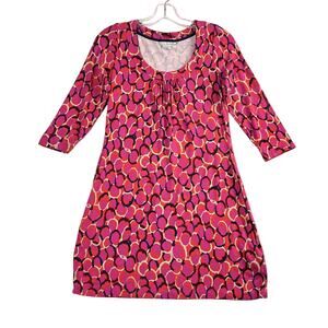 Boden 3/4 Sleeve Geometric Circle Print Jersey Knit Dress Pink Womens US 8